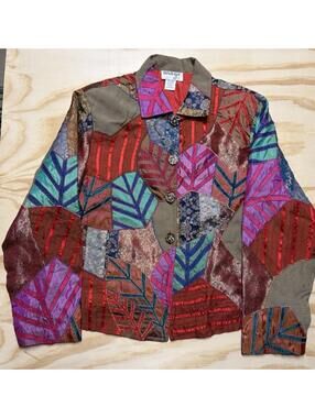 Anage Size Large Vintage Jacket Embellished Patchwork Indian Art